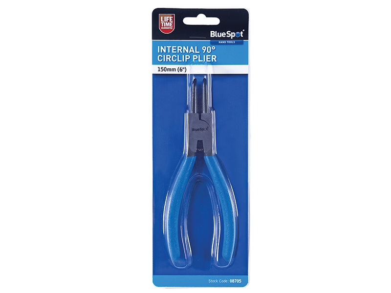 BlueSpot Tools Circlip Pliers Internal Bent 90⁰ Tip 150mm (6in) B/S8705