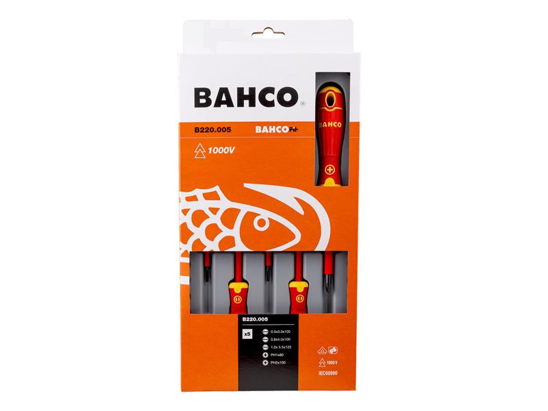 Bahco B220.005 BAHCOFIT Insulated Screwdriver Set, 5 Piece BAH220005