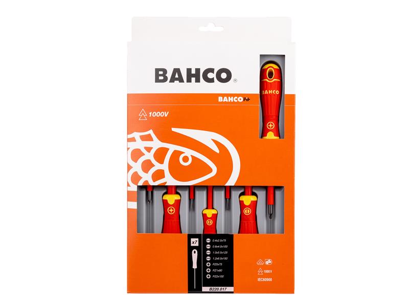 Bahco B220.017 BAHCOFIT Insulated Screwdriver Set, 7 Piece BAH220017