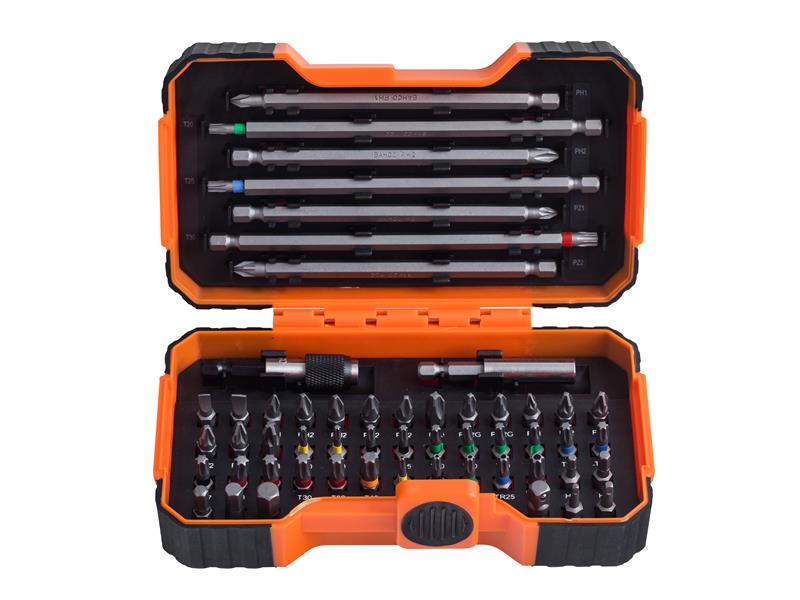 Bahco Colour Coded Screwdriver Bit Set 54 Piece Durable Carry Case BAH59S54BC