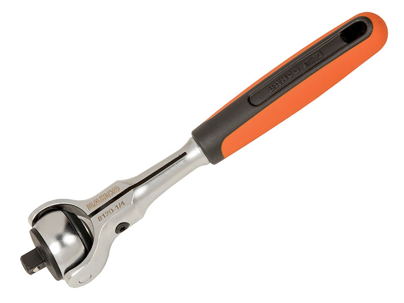 Bahco 1/4in Drive Swivel Head Ratchet 72 Teeth 5° Action Angle BAH812014