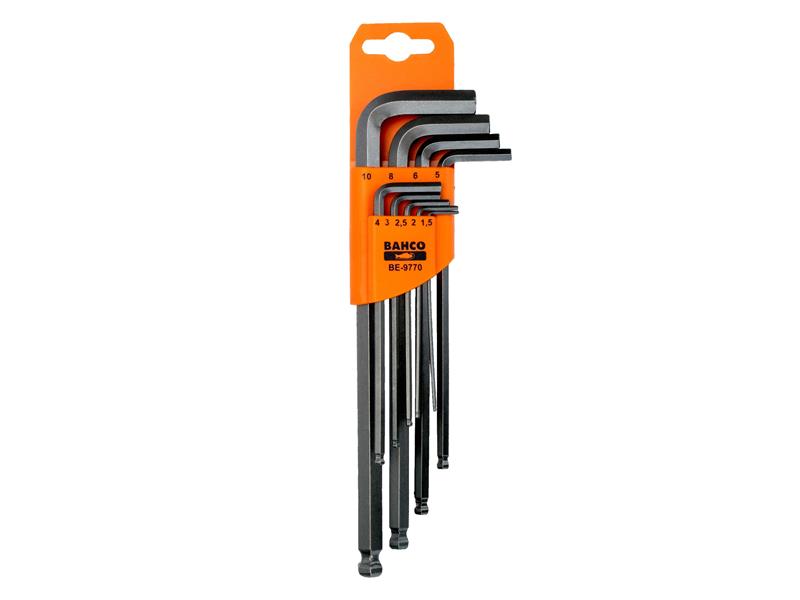 Bahco BE-9770 Metric Long Ball End Hex L-Key Set, 9 Piece BAH9770