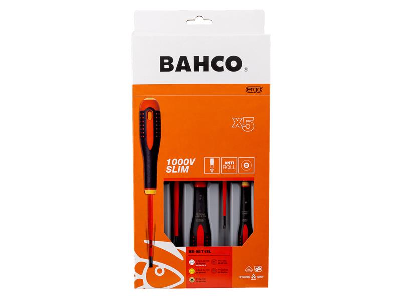 Bahco BE-9871SL ERGO™ Slim VDE Insulated Screwdriver Set, 5 Piece BAH9871SL