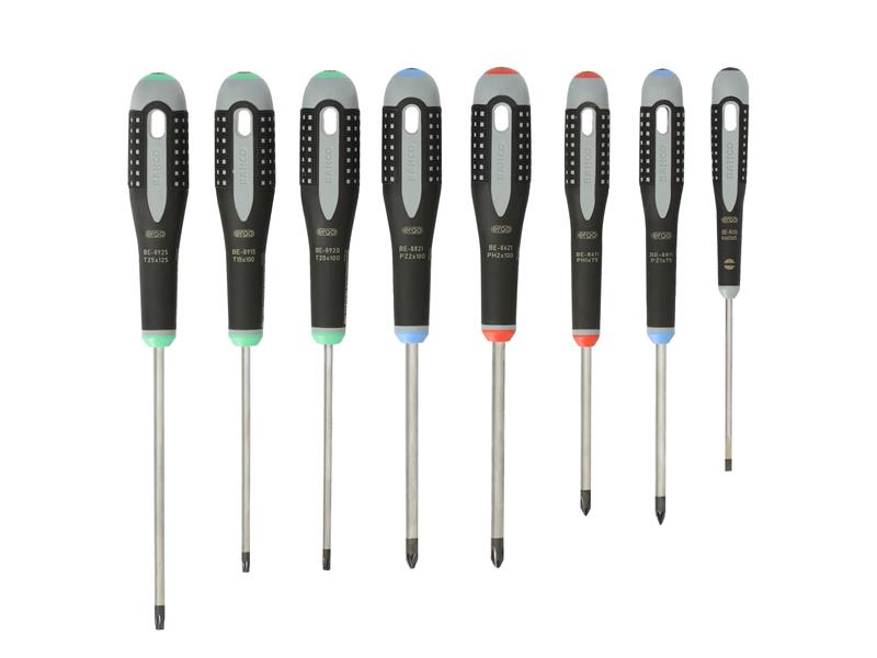 Bahco ERGO Screwdriver Set 8 Piece Comfort Handles Mixed Set BE-9872