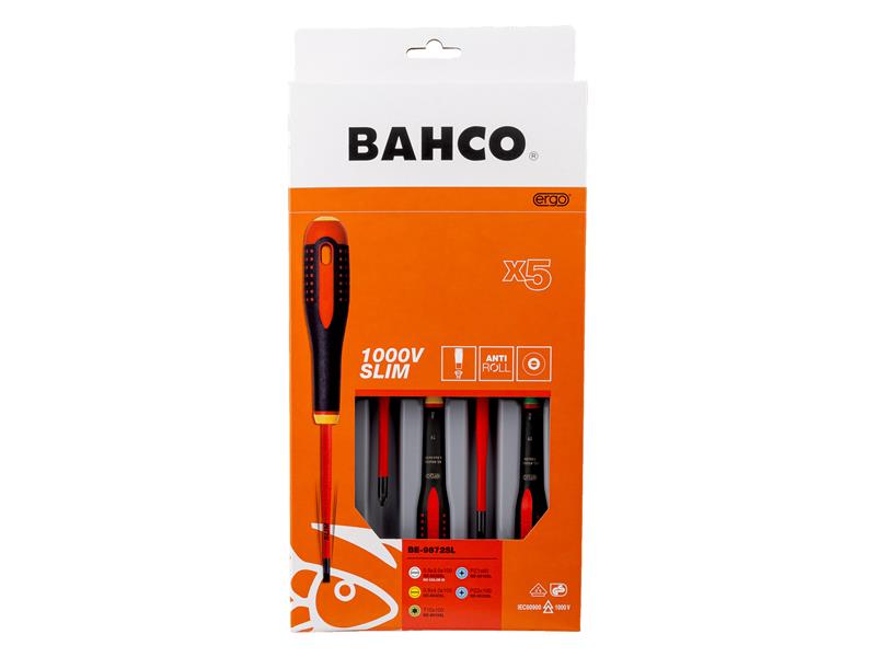 Bahco BE-9872SL ERGO™ VDE Insulated Screwdriver Set, 5 Piece BAH9872SL