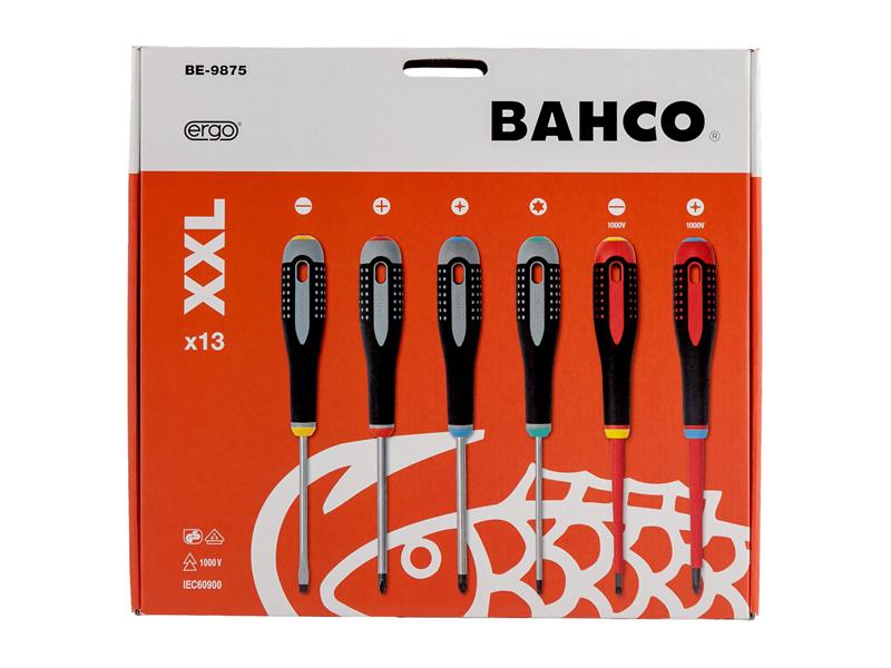 Bahco ERGO Screwdriver Set 13 Piece Comfort Handles Mixed Set BE-9875