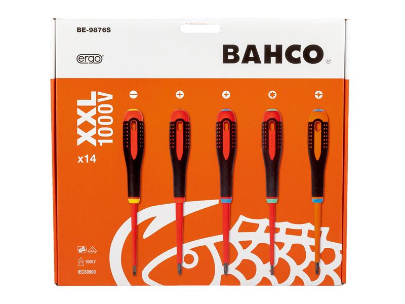 Bahco ERGO Screwdriver Set 14 Piece Slotted Phillips Pozidriv TORX BE-9872