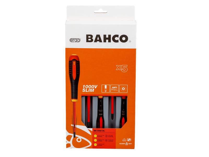 Bahco BE-9881SL ERGO™ Slim VDE Insulated Screwdriver Set, 5 Piece BAH9881SL