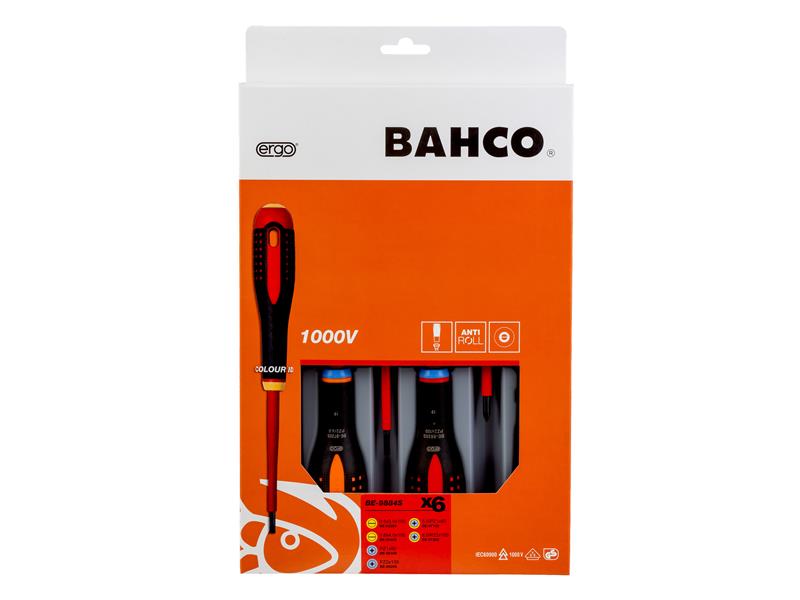 Bahco BE-9884S ERGO™ VDE Insulated Screwdriver Set, 6 Piece BAH9884S