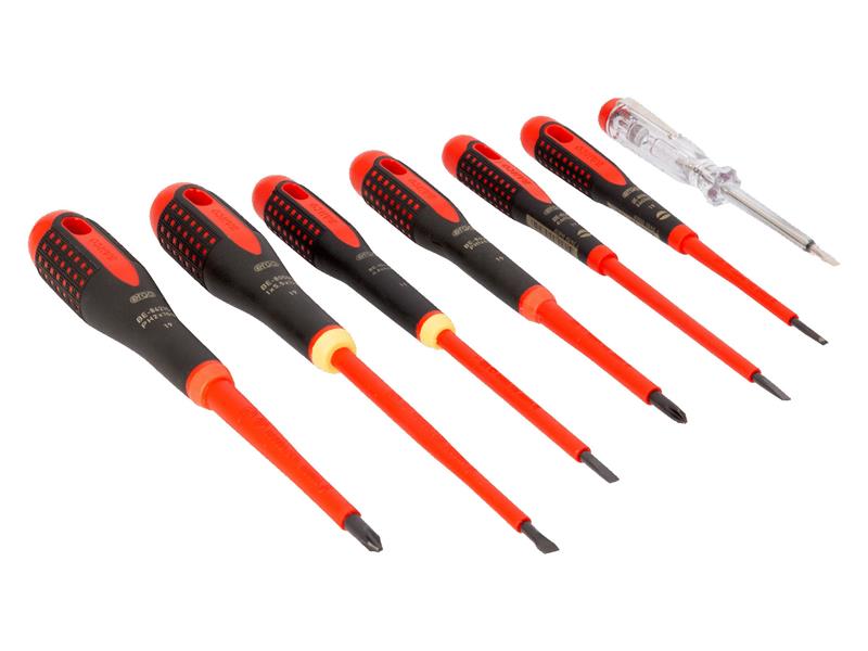 Bahco ERGO VDE Insulated Screwdriver Set 7 Piece Mixed Set BE-9887S