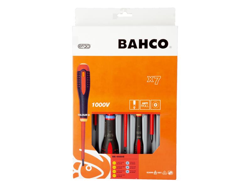 Bahco BE-9888S ERGO™ VDE Insulated Screwdriver Set, 7 Piece BAH9888S