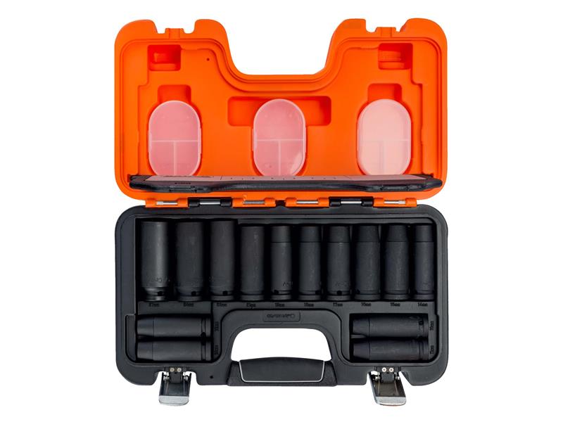 Bahco 1/2in Drive Deep Metric Impact Socket Set Single Hex 14 Piece DD/S14