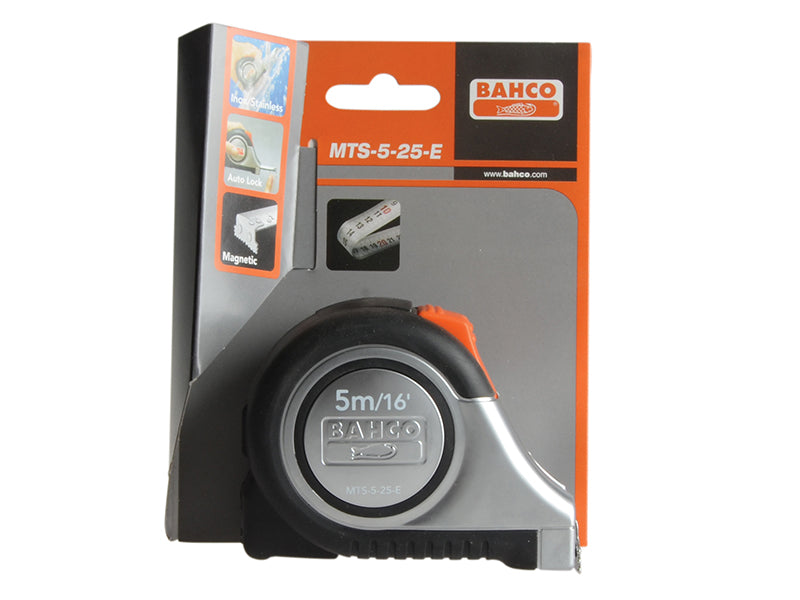 Bahco MTS Reversible Magnetic Tip Auto Pocket Tape 5m/16ft (Width 25mm) BAHMTS525E