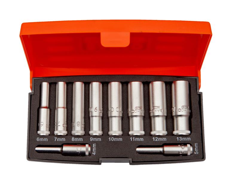 Bahco Metric Deep Socket Set 10 Piece 1/4in Drive Polypropylene Case S0810L