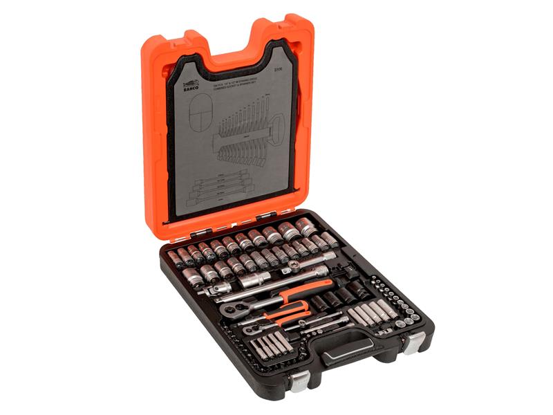 Bahco Metric Imperial 1/4 And 1/2"D Socket Spanner Bit Set 106 Piece Boxed S106