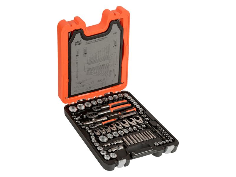 Bahco Tool Kit Set With Spanners Crowfoot Wrench And Accessories 138 Piece S138