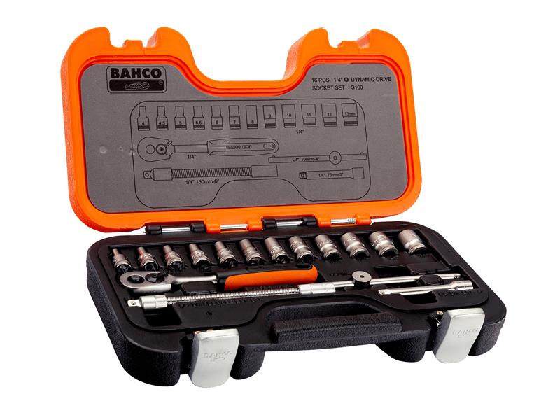 Bahco Metric Socket Set 16 Piece 1/4in Drive Single Hex In A Case BAHS160
