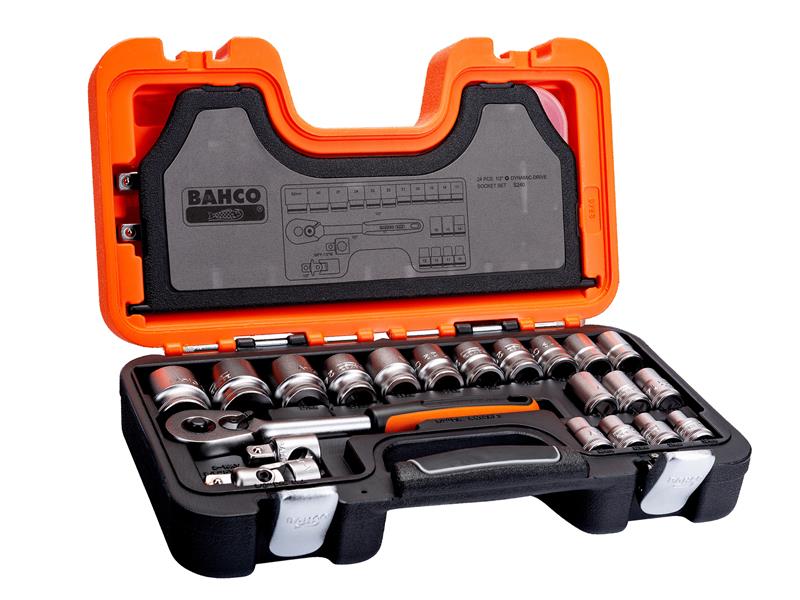 Bahco Metric Socket Set 24 Piece 1/2in Drive Single Hex Standard Length S240