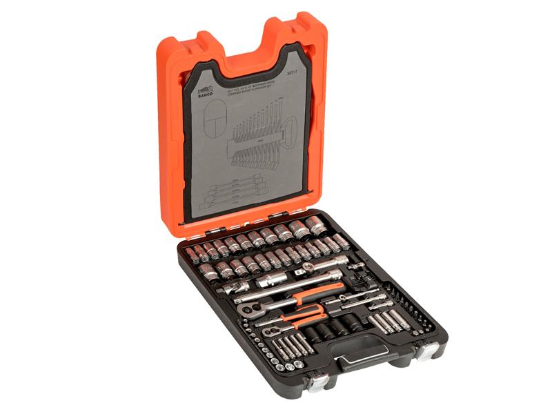 Bahco Metric Imperial 1/4" And 1/2"D Socket Spanner Set 94 Piece S87+7
