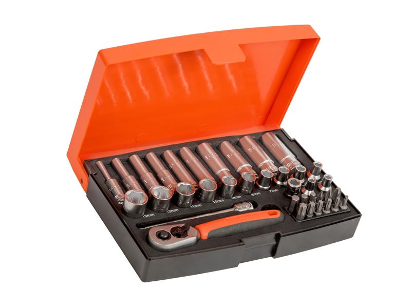 Bahco SL25L 1/4in Deep Drive Socket Set, 37 Piece BAHSL25L