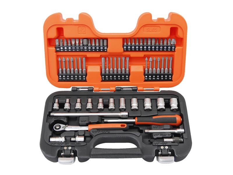 Bahco SL65 1/4in Drive Slim Socket Set, 65 Piece BAHSL65
