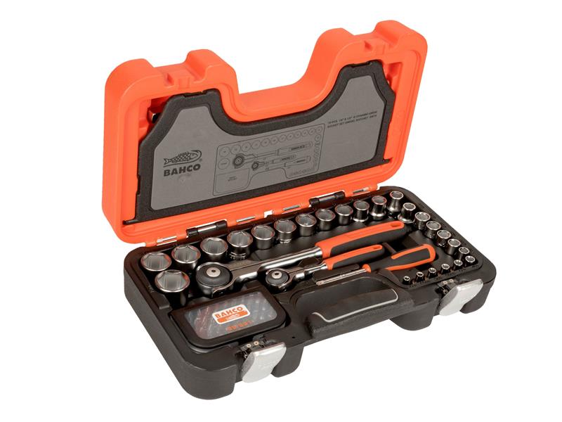 Bahco Metric 1/4in And 1/2in Drive Swivel Socket And Bit Set 79 Piece BAHSW79