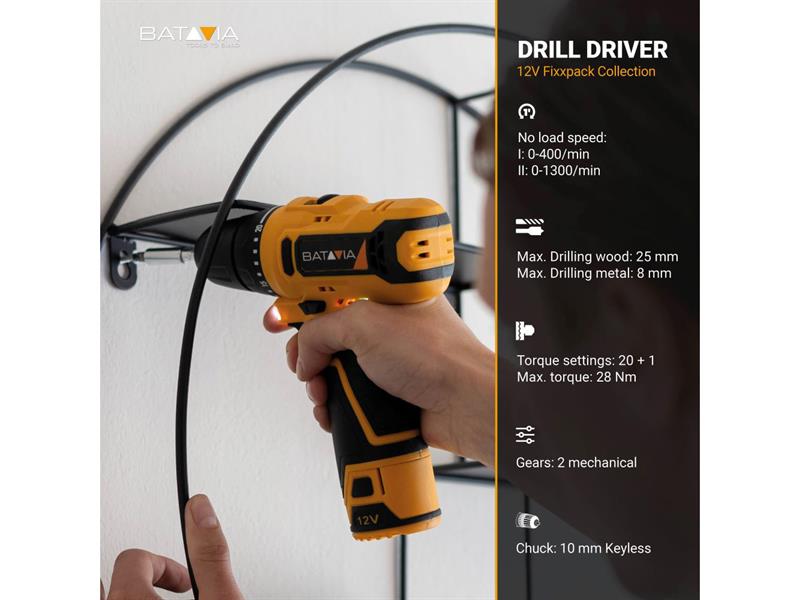 Batavia Drill Driver 12V Bare Unit FIXXPACK BAT7064213
