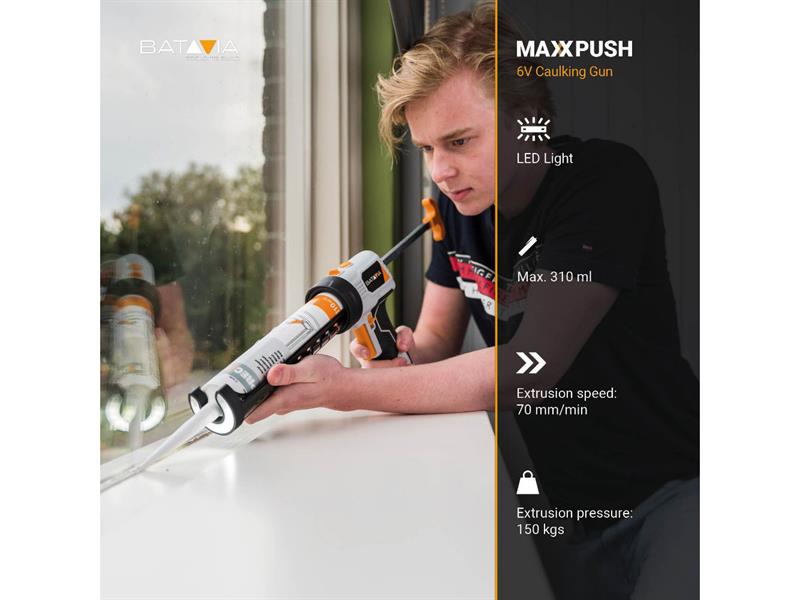 Batavia Caulking Gun with LED Light 6V AA Batteries MAXXPUSH BAT7064347