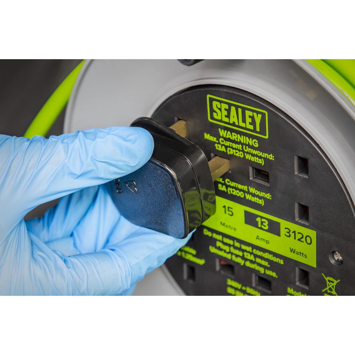 Sealey Cable Reel with Thermal Trip 4 x 230V 15m - Green BCR153TG