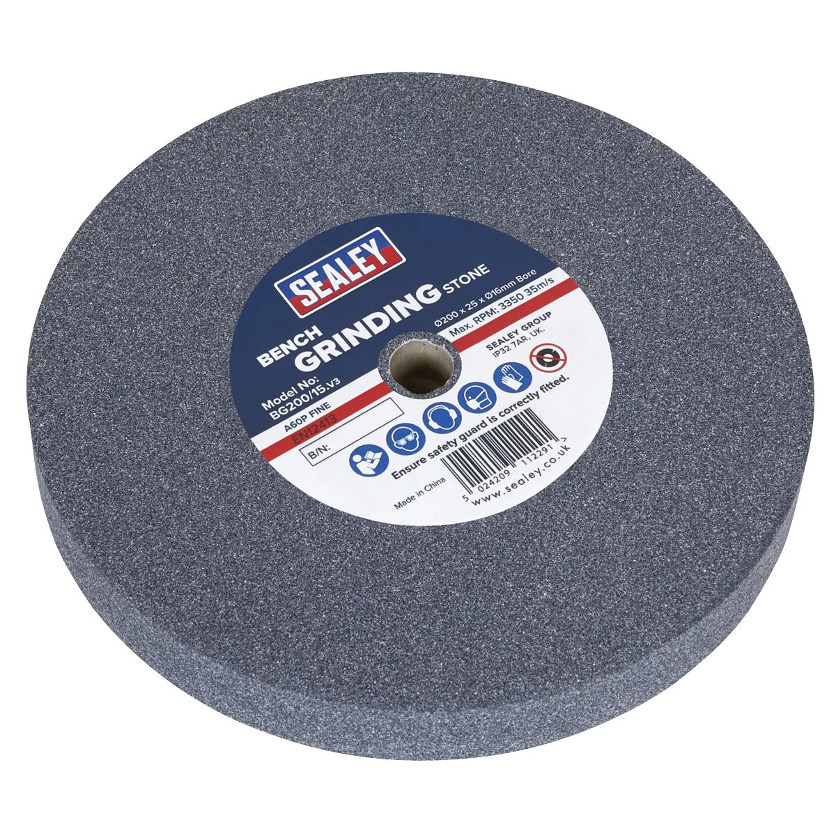 Sealey Grinding Stone �200 x 25mm �16mm Bore A60P Fine BG200/15