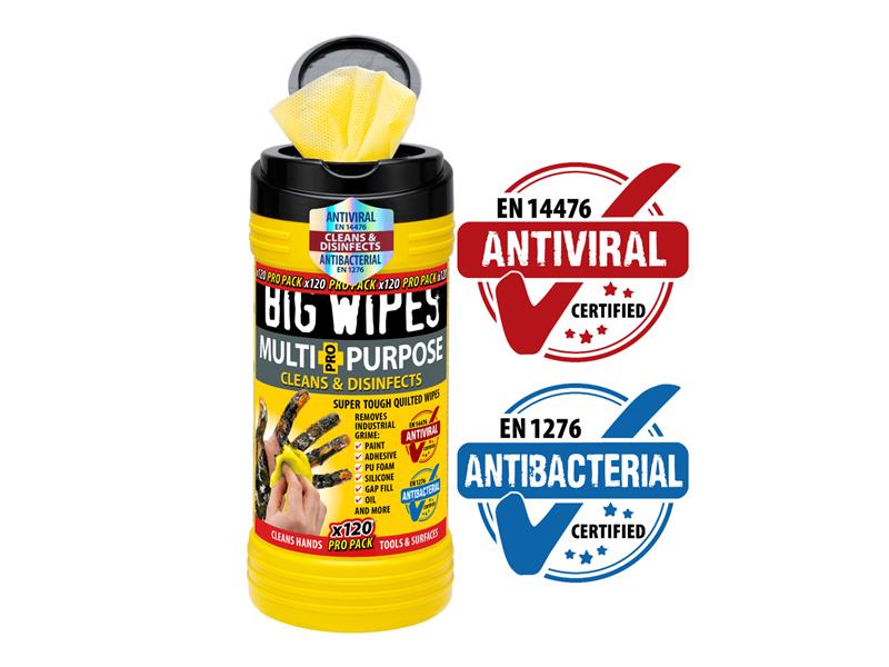 Big Wipes Multi-Purpose Pro+ Antiviral Wipes (Pro Pack Tub 120) BGW2412