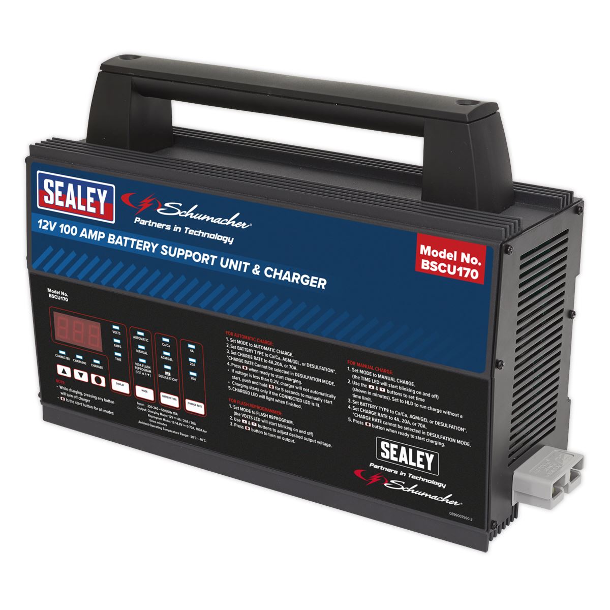 Sealey Schumacher® Battery Support Unit & Charger - 12V 100A BSCU170