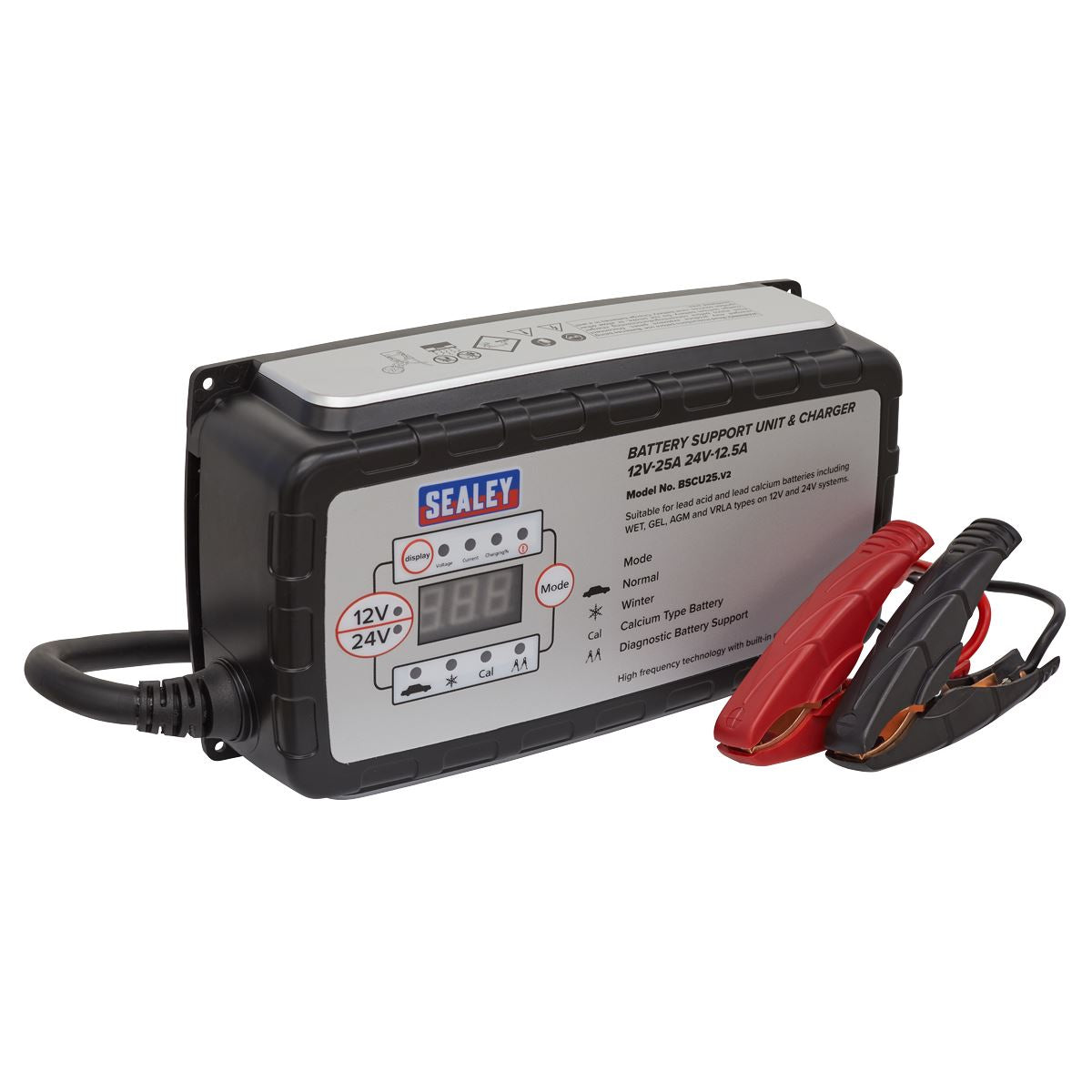 Sealey Battery Support Unit & Charger 12V-25A/24V-12.5A BSCU25