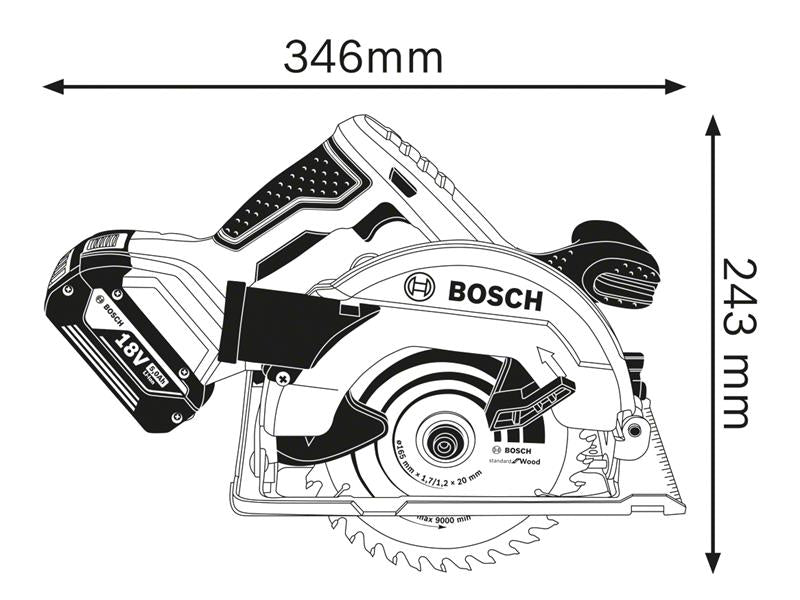Bosch Professional Circular Saw 18V Bare Unit BSH6016A2200 GKS 18V-57