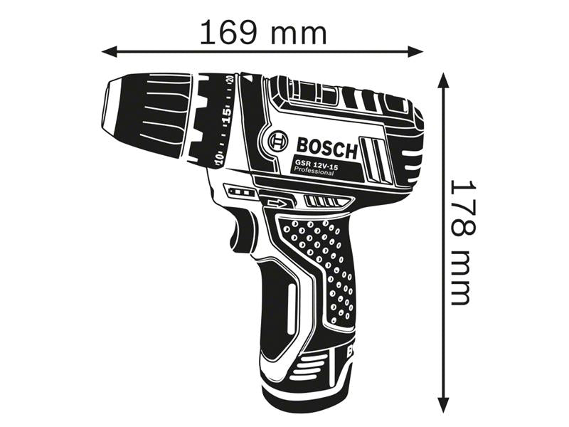 Bosch Professional Drill Driver 12V 2 x 2.0Ah Li-ion 10mm Chuck BSH60186817A