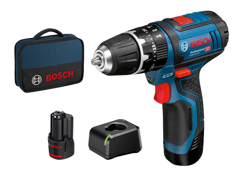 Bosch Professional Combi Drill 12V 2 x 2.0Ah Li-ion Keyless Chuck BSH6019B697J