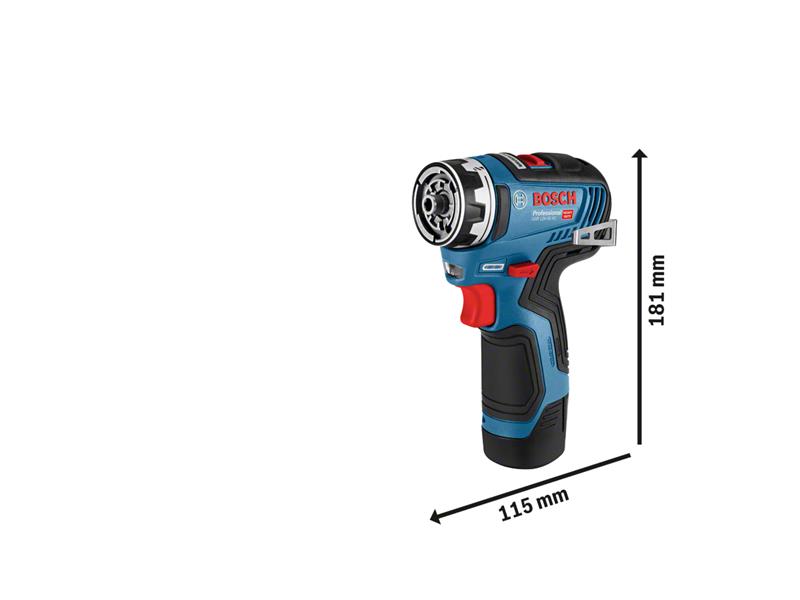 Bosch FlexiClick Drill Driver 2 Attachments 12V Bare Unit Keyless BSH6019H300B