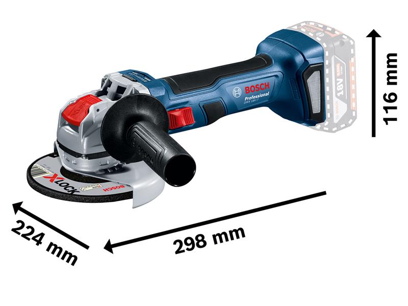 Bosch GWX 18V-7 Professional X-LOCK Angle Grinder 115mm 18V Bare Unit BSH6019H9103