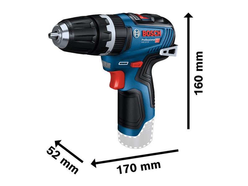Bosch Professional Combi Drill 12V Bare Unit Keyless Chuck BSH6019J9002
