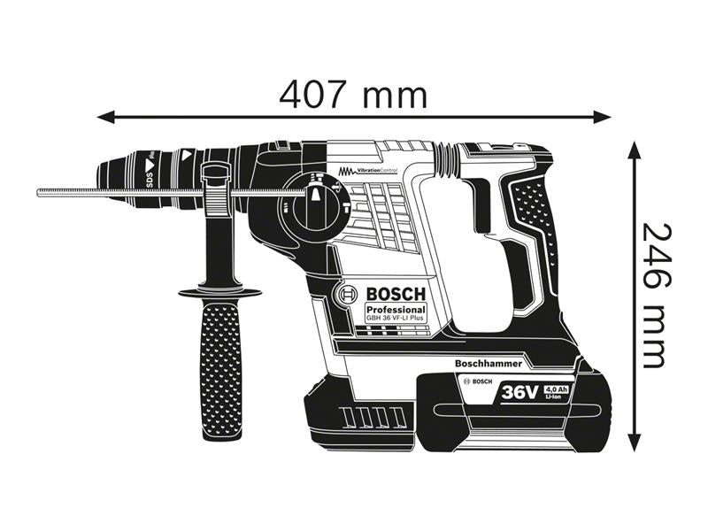 Bosch GBH SDS Plus Rotary Hammer 36V 2 x 6.0Ah Li-ion 36 VF-LI Pls BSH611907076