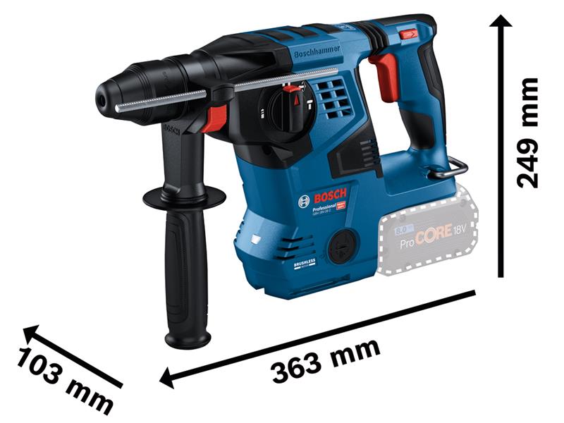 Bosch SDS Plus Rotary Hammer 18V Bare Unit Pro BITURBO GBH 18V-28 C
