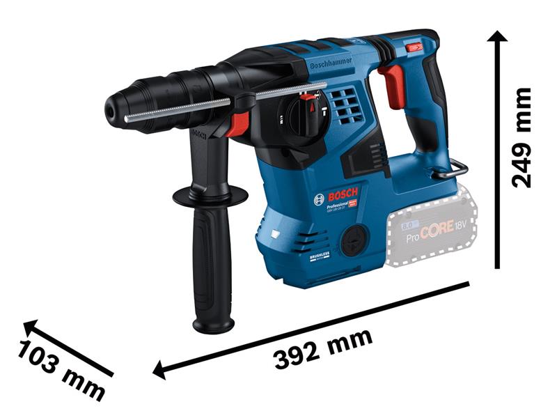 Bosch SDS Plus Rotary Hammer 18V Bare Unit BITURBO GBH 18V-28 CF BSH611921001