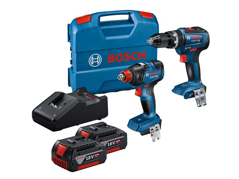 Bosch Pro Twin Pack 18V 2 x 5.0Ah Li-ion Drill & Impact Driver BSH615990M71