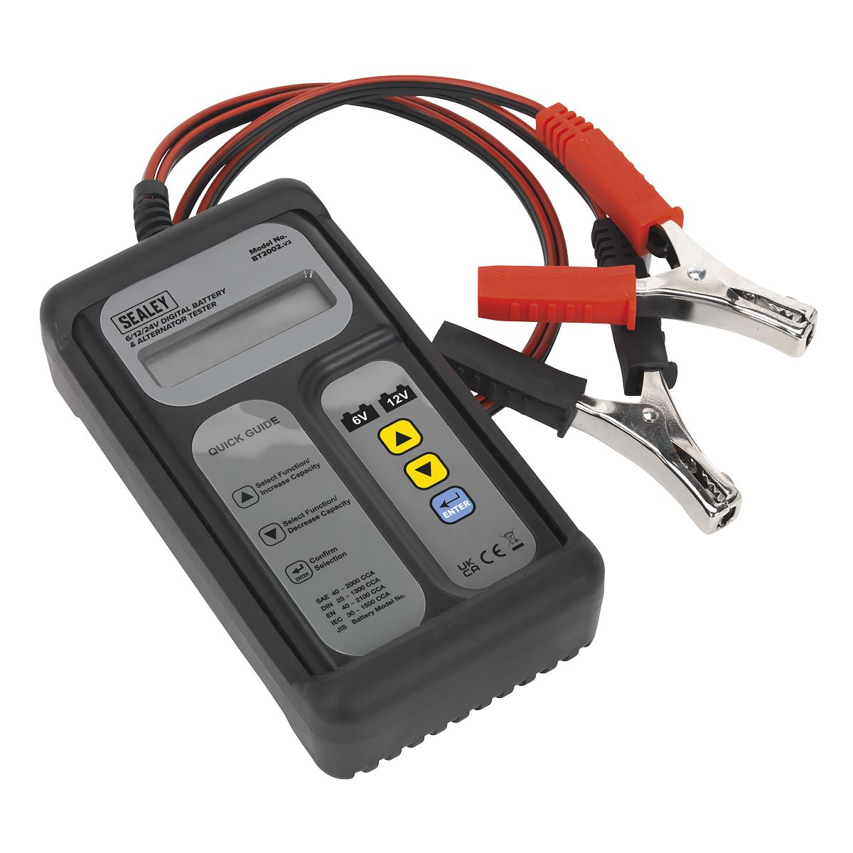Sealey Digital Battery & Alternator Tester 6-12V Battery 6, 12, 24V Alternator BT2002