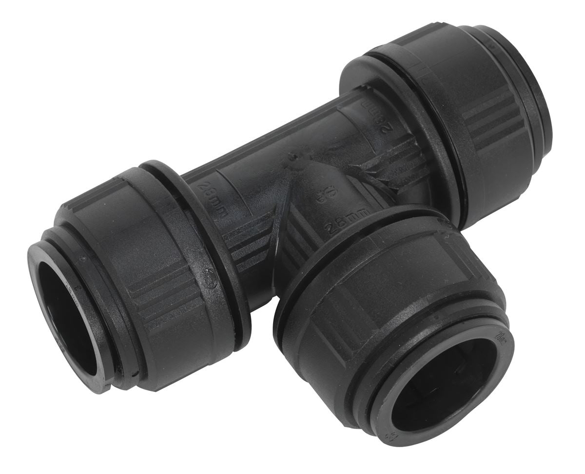 Sealey Equal Air Pipe Tee 28mm Pack of 5 John Guest Speedfit PM0228E CAS28ET