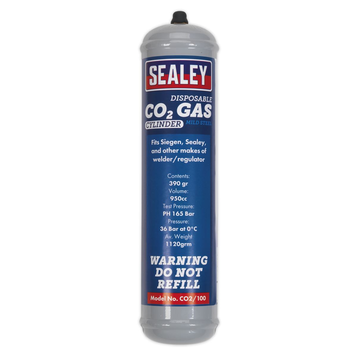 Sealey Gas Cylinder Disposable Carbon Dioxide 390g CO2/100