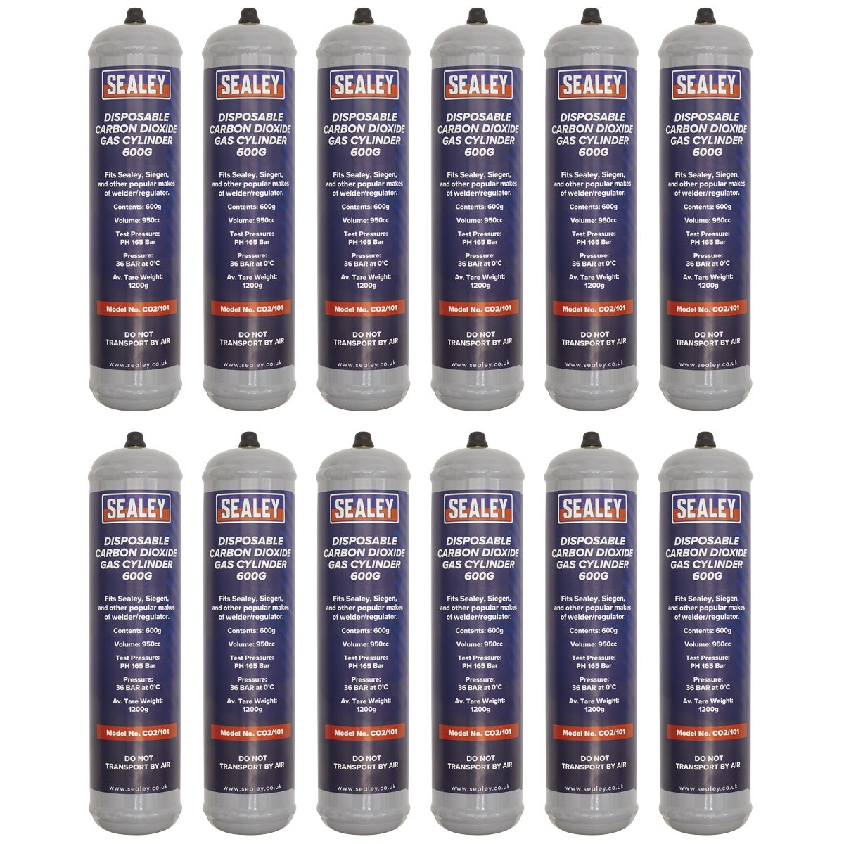Sealey Gas Cylinder Disposable Carbon Dioxide 600g - Box of 12 CO2/101/12