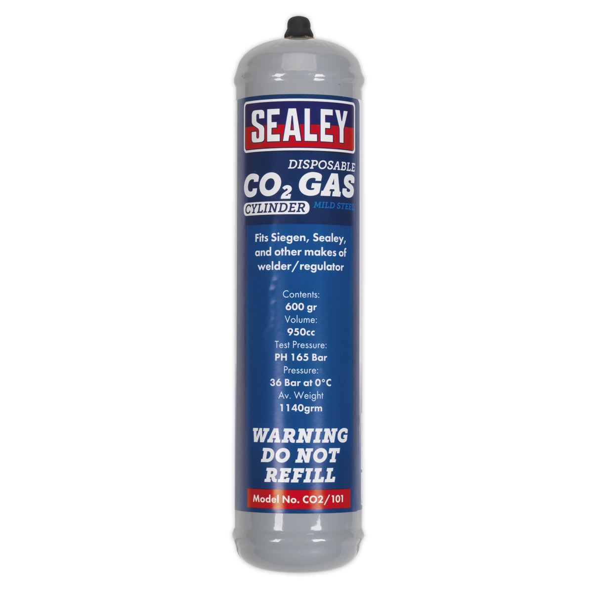 Sealey Gas Cylinder Disposable Carbon Dioxide 600g CO2/101