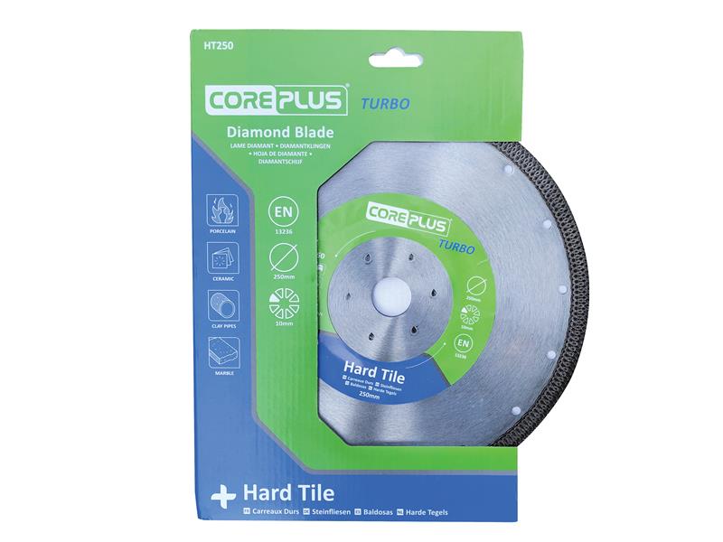 CorePlus HT250 Hard Tile Turbo Diamond Blade 250mm CORDBHT250
