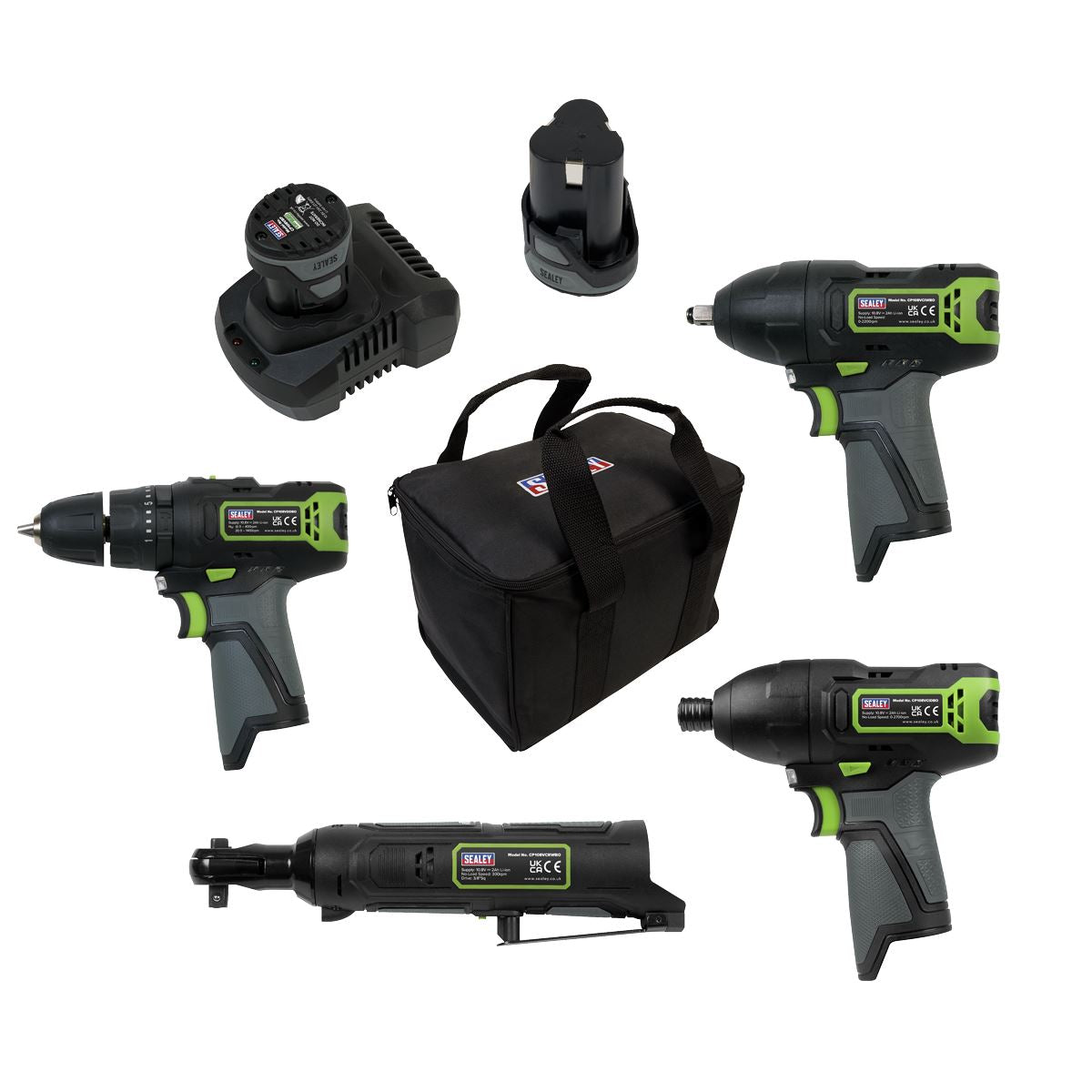 Sealey 4 x 10.8V SV10.8 Series Cordless Combo Kit - 2 Batteries CP108VCOMBO2